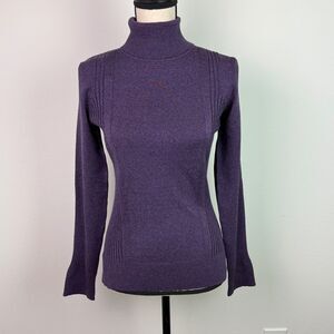 Elliott Lauren Women's Purple Silk Blend Turtleneck Sweater Small Classic
